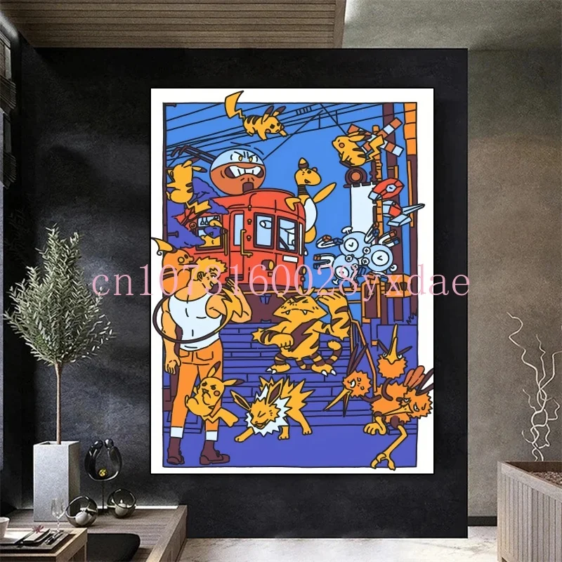 figuras-classicas-de-anime-pokemon-pintura-do-periodo-edo-em-lona-posteres-e-impressoes-arte-de-parede-para-sala-de-estar-presente-decoracao-de-casa