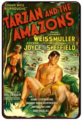 and the Amazons Movie poster Retro All Metal Tin Sign  8 x 12