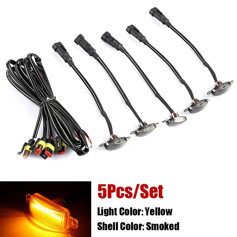 3/4/5/6Pcs Front Grille LED Auto Lichter Signal Lampe Universal Fit Für Pickup off-Road SUV Auto Zubehör LED Licht Mit Kabelbaum