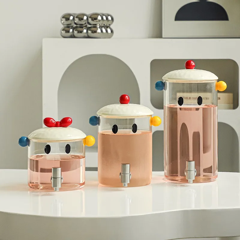 

Cold Bucket with Faucet Glass, Thickened Household High Temperature Resistant Glass Water Set, High-value Cold Kettle