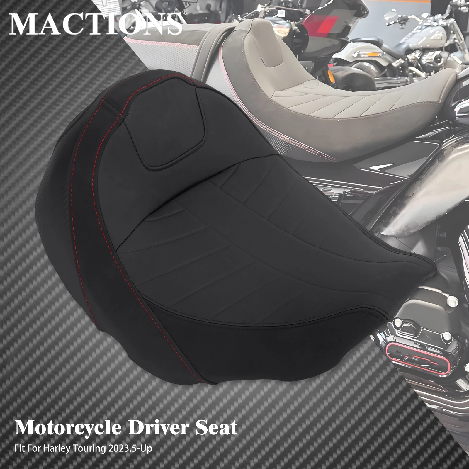 Motorcycle Driver Seat Front Solo Cushion Seat Black For Harley Touring CVO Street Road Glide 23-Up FLTRX 2024-Up FLHXU 25-later