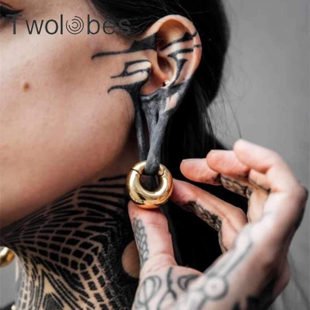Twolobes 2 szt. Codzienna moda ciężarki do uszu wieszaki 316 tunele ze stali nierdzewnej wskaźniki do rozciągniętego płatka Piercing biżuteria
