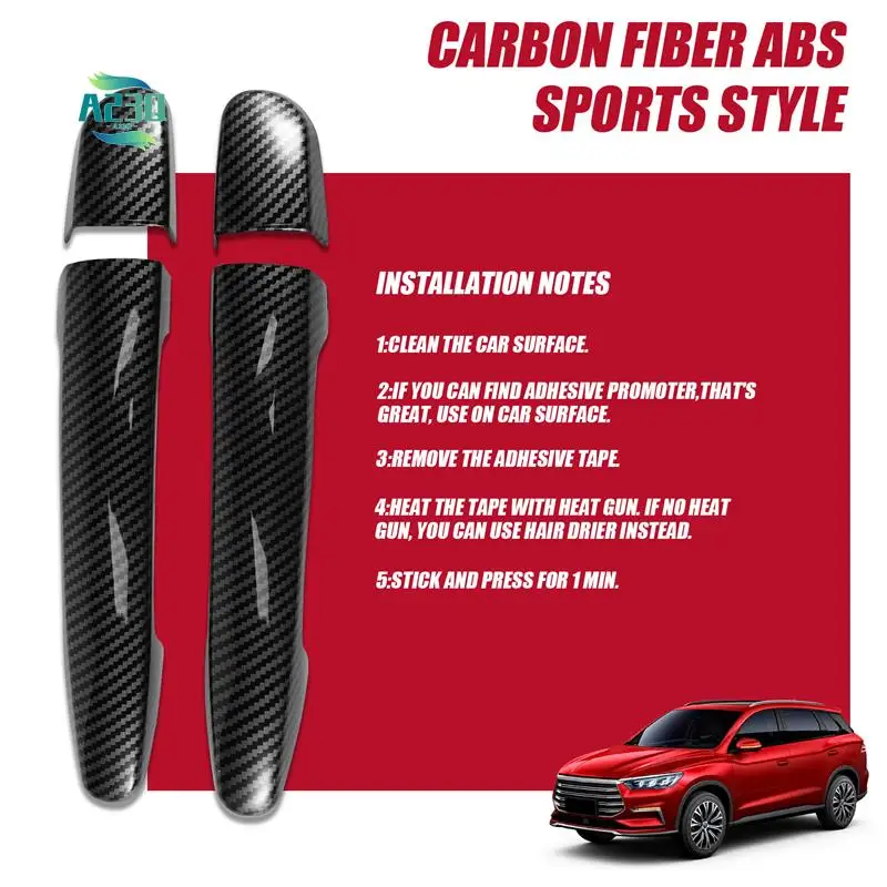 

A23Q-Sport Carbon Fiber Style Door Handle Cover Trim For Mazda 2 3 6 CX-3 CX-5 CX-9 (With Keyless Holes)