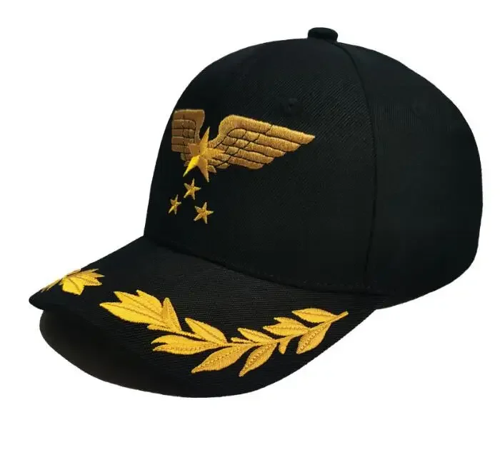 Embroidered Captain Pilot Commemorate Leisure Outdoor Sports Rice Baseball Duck Tongue Shade Hats Adult One Size Adjustable Cap