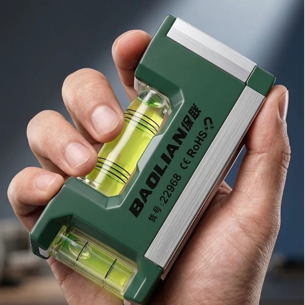 Multi-Function Mini Level Tool Magnetic Lightweight Magnetic Pocket Level Bubble Level Gauge Aluminum Construction