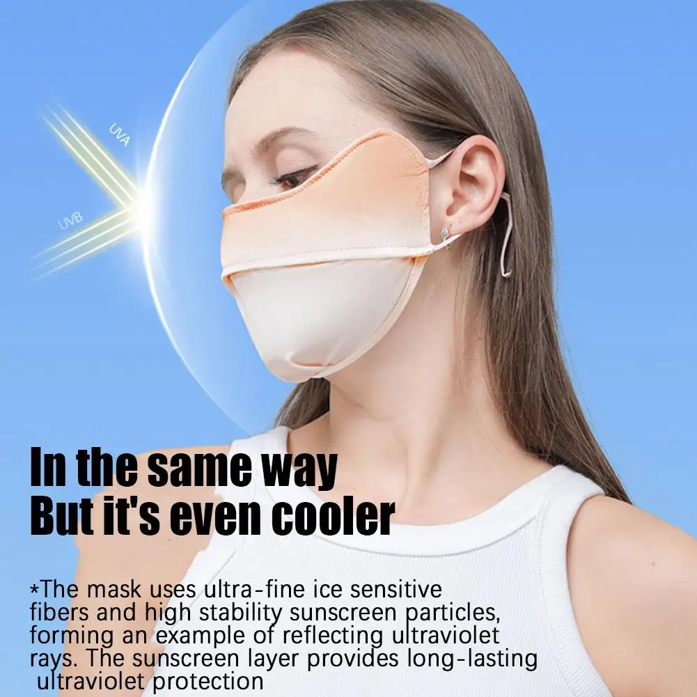 Gradiënt Kleur Zonnebrandcrème Ademend Ijs Zijde Masker Voor Vrouwen Anti-Ultraviolet Zonnescherm Masker Outdoor Fietsen Gezichtsbescherming X7w9