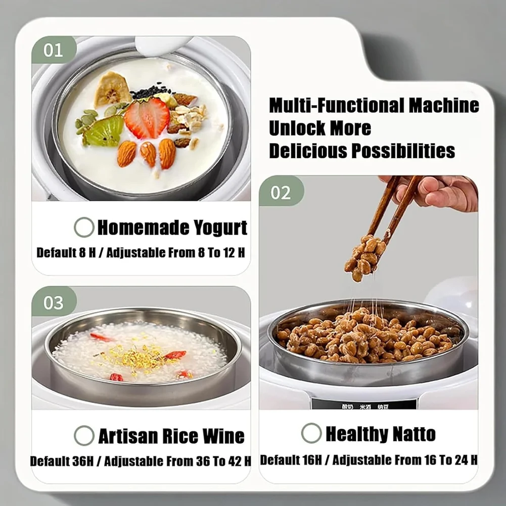 

TFTP-1-36 Hours Multi-Functional Constant Temperature Yogurt Machine, 1.2 Liters Capacity (Standard No Cup) EU Plug