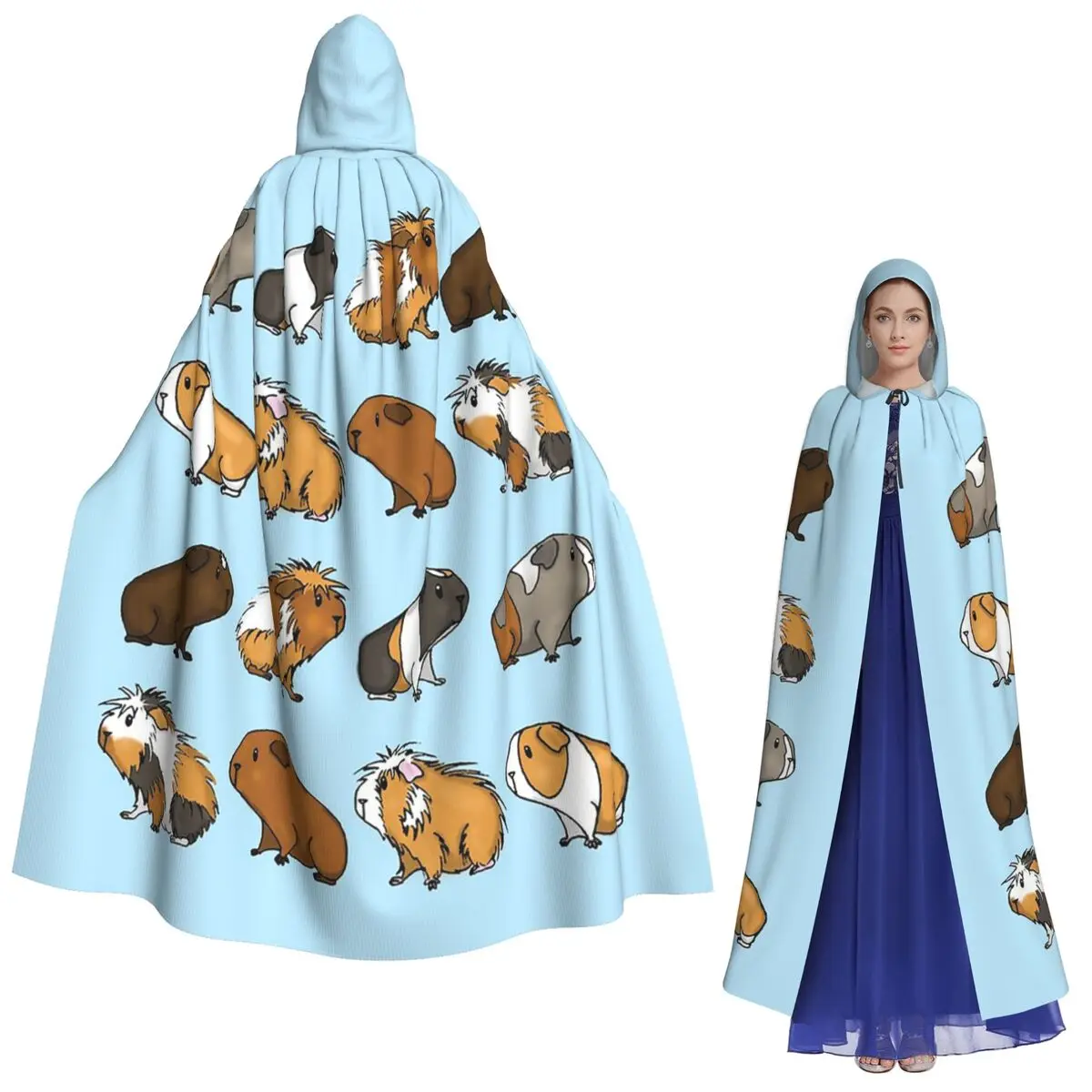 

Guinea Pig Procession (Blue) Long Hooded Cloak Witch Medieval Costume Cosplay Cape HalloweenCoat Adult Unisex