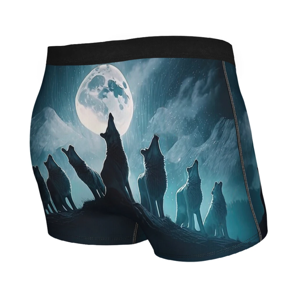 Wolf Group Howling Man's Boxer Briefs Underpants Forest Animal Highly Breathable High Quality Birthday Gifts