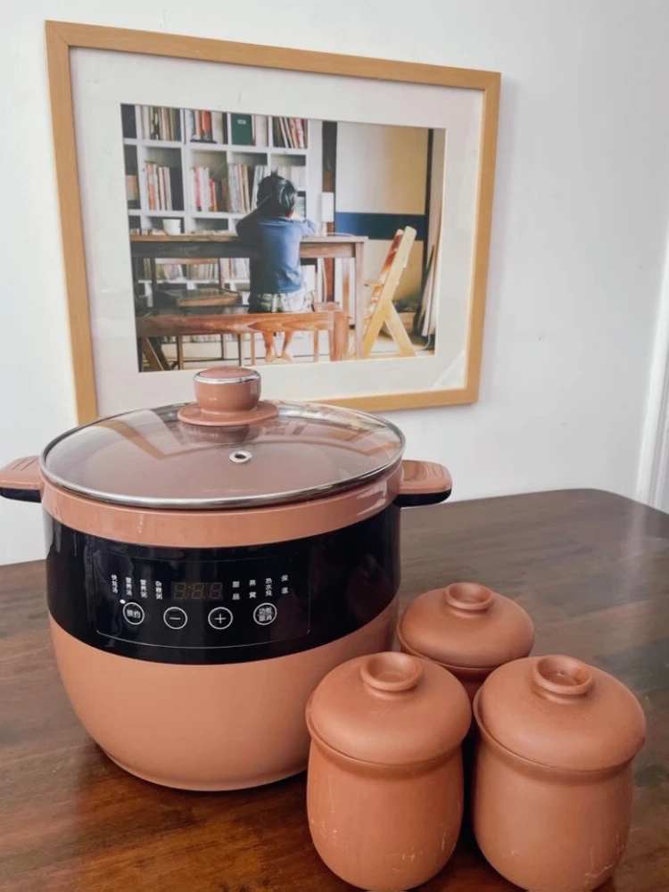 Panela elétrica para ensopado, grande capacidade, areia roxa, ninho de pássaro, à prova d'água, copo automático, sopa, saúde, caçarola de cerâmica