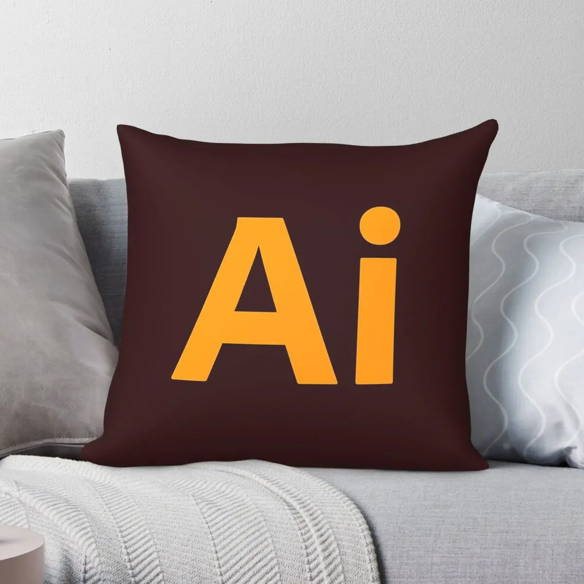 Funda de almohada cuadrada de Adobe Illustrator, funda de almohada decorativa con cremallera creativa de lino y terciopelo de poliéster, funda de cojín para coche, venta al por mayor