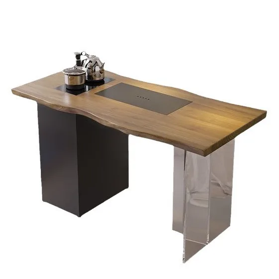 

New Chinese-style office solid wood tea table and chair combination small apartment household tea table integrated