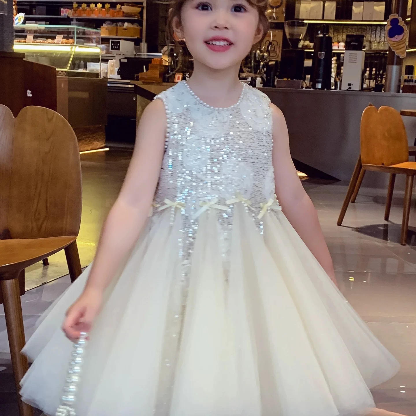 Girls Princess Dress Summer 2026 New High-End Fashionable Dress for Children Stylish Mesh Vest Dress for Girls