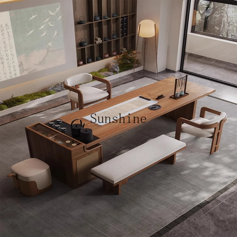 Solid wood new Chinese desk integrated dual-purpose business reception