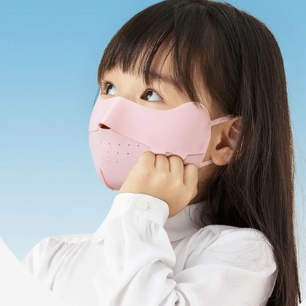 Ijs Zijde Masker Kinderen Zonwering Masker Nieuw Ademend Zonnemasker Anti-Uv Masker Verstelbaar Naadloos Masker