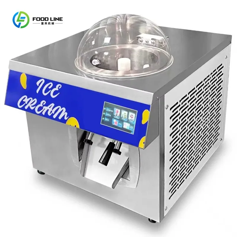 Custom Italian Gelato Hard Automatic Ice Cream Making Machine Tabletop 3-in-1 Making Display Preservation