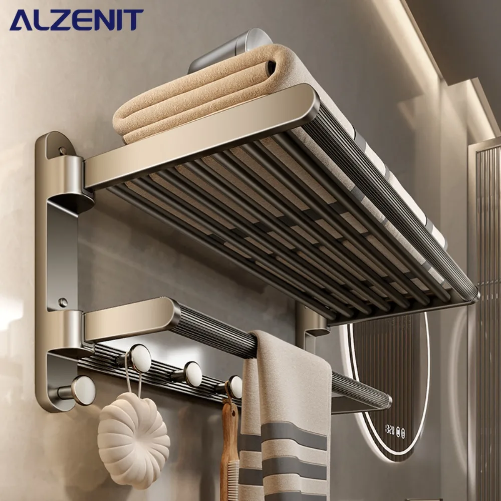 

Gun Gray High-end Towel Holder Bathroom Shelf Wall Mounted Aluminum Alloy Towel Rack Toilet Storage Bar Bathroom Accessories