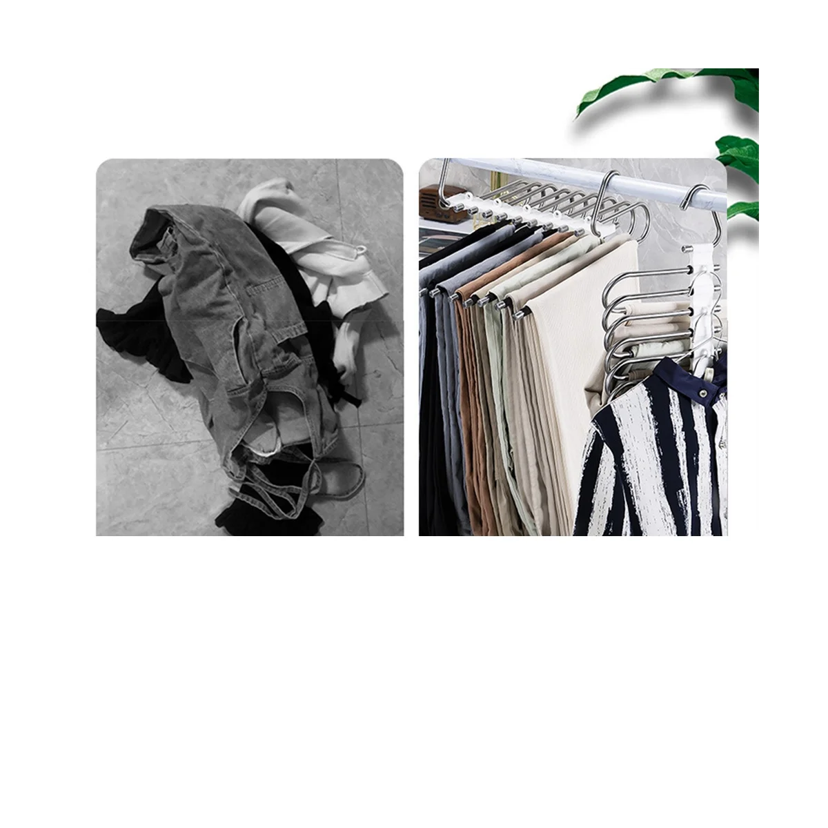 ไม้แขวนกางเกงทำจากเหล็กมีหลายชั้นชั้นวางที่เก็บเสื้อผ้า5ชั้น