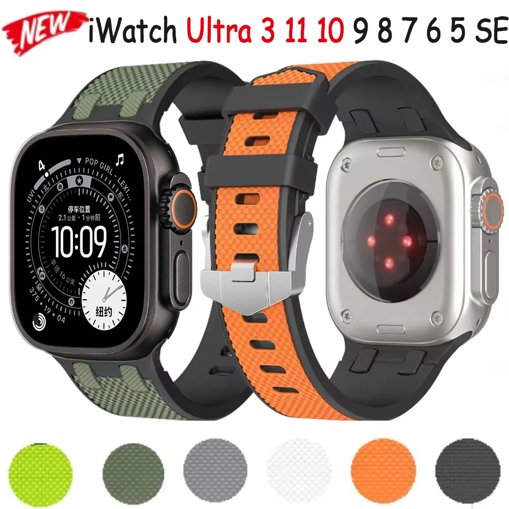 

Silicone Strap For Apple Watch Band Ultra 49mm Series 11 10 9 8 7 46mm 45mm Sport bracelet wristband iWatch 6 5 44mm 42mm Correa