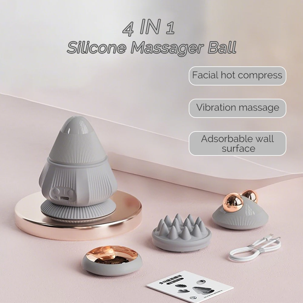 

4 In 1 Electric Fascia Massager Ball for Waist High-frequency Vibration Head Massager Hot Compresses Cervical Neck Massage