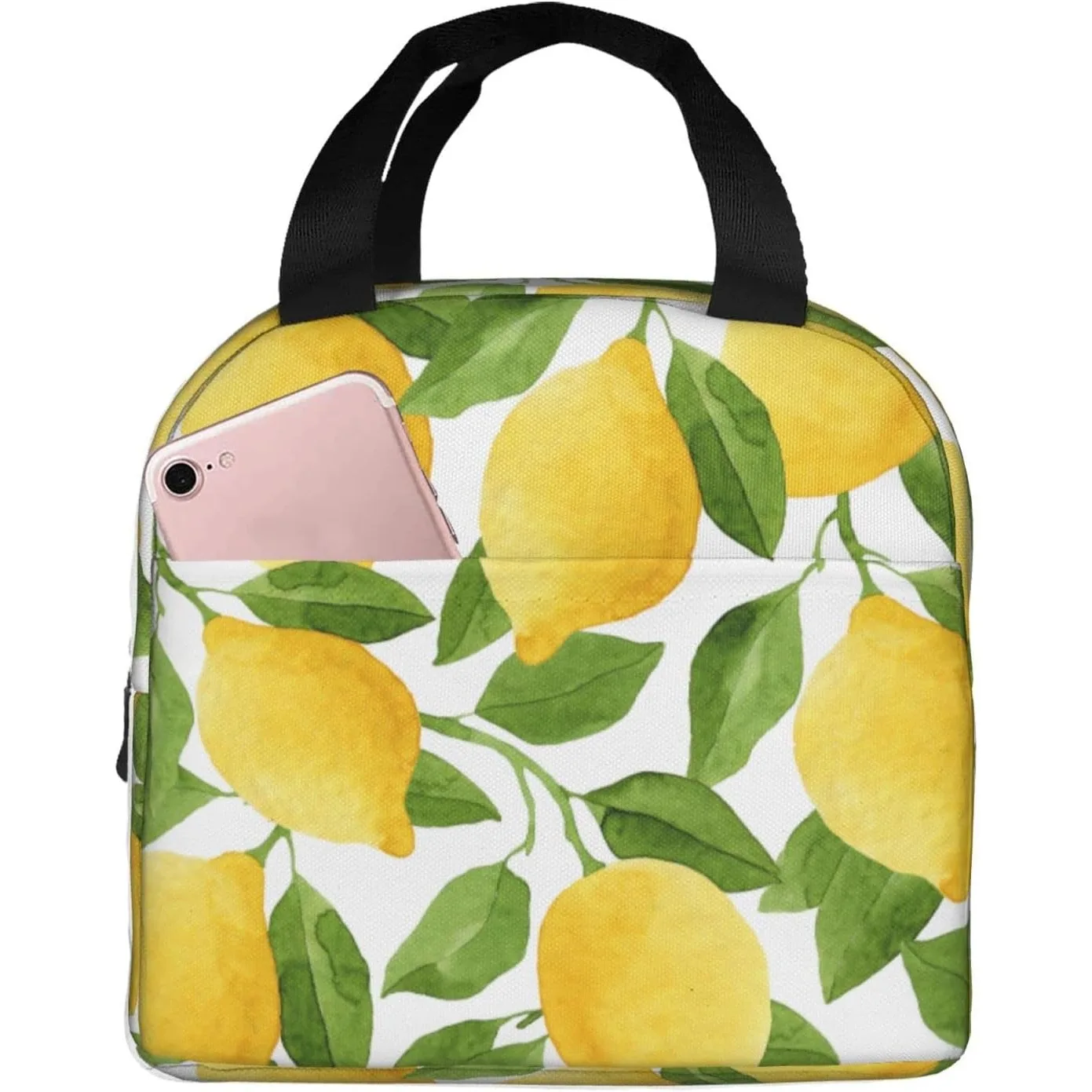الخوخ الفاكهة سعيد زهرة الوردي حقيبة الغداء للنساء الفتيات معزول علب الاغذية قابلة لإعادة الاستخدام Lunchbox مقاوم للماء حقيبة غداء محمولة #1