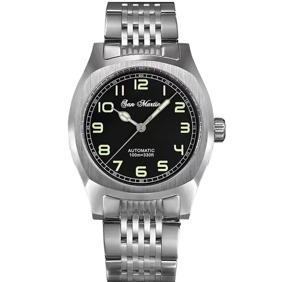 San Martin Men Automatic Watch 38mm Mechanical Wristwatch Diver 100M Waterproof C3 Luminous Sapphire Mirror PT5000 SW200