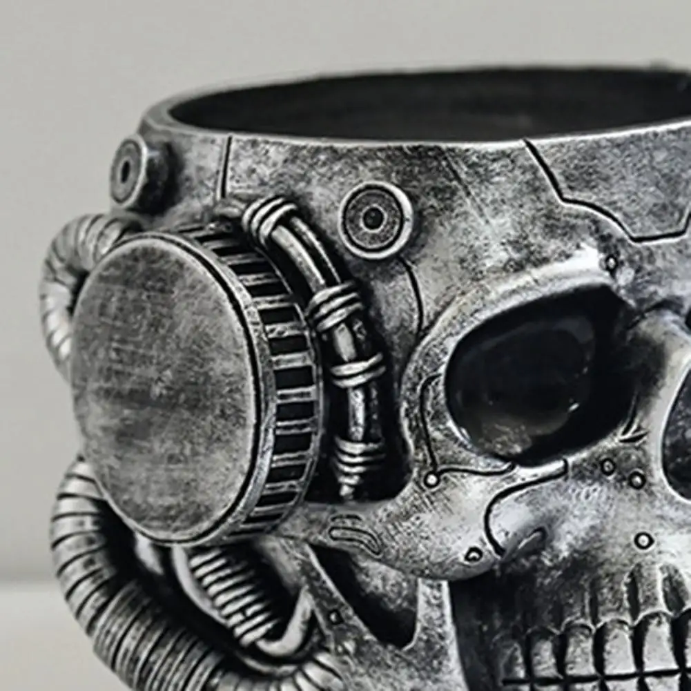 Small Skull Planter Resin Skull Planter Flower Vase with Drainage Hole Steampunk Skull Pot for Home Office Decor Halloween