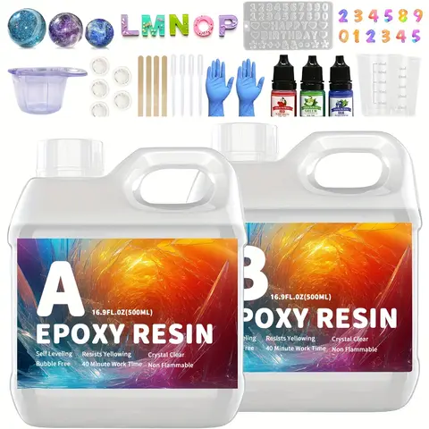 Professional 500ML Clear Epoxy Resin Kit High Gloss Non-Toxic For Artisan River Table Coaster DIY Craft Gifts