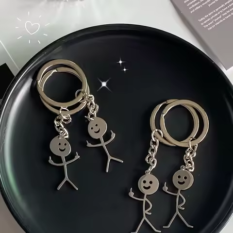 Interesting Match People Couple Keychain Personality Cute Funny Bag Pendant Jewelry Than Heart Middle Finger Funny Couple Gift