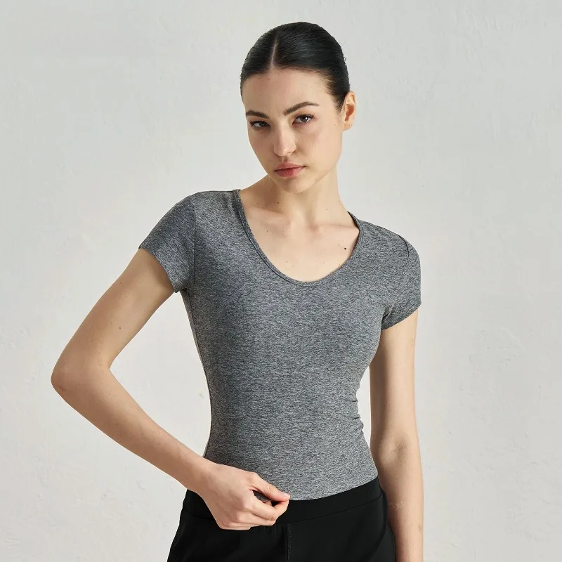 

Simple and Comfortable Sports Short-sleeved Skin-friendly Nude Casual Yoga Clothing High-end T-shirt