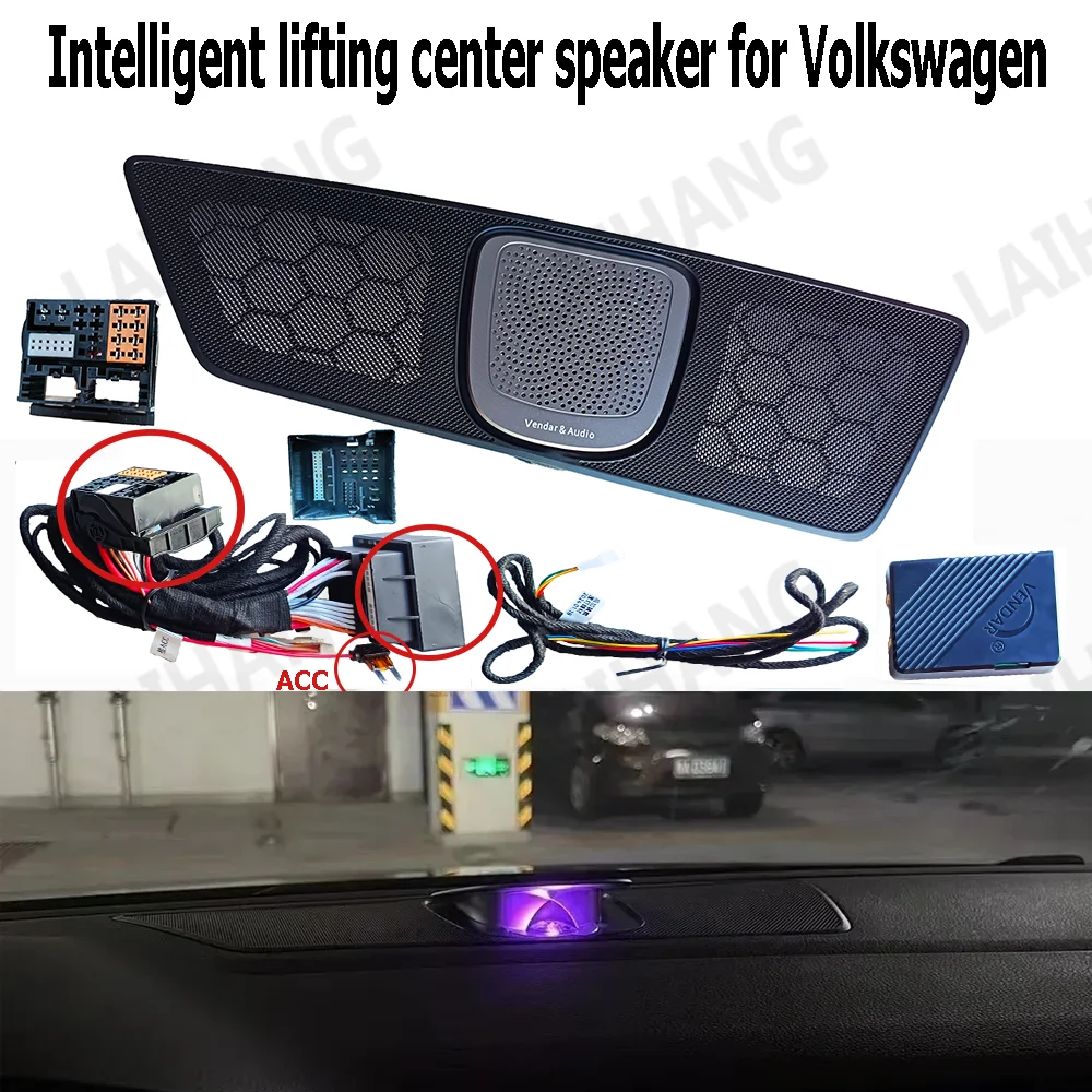 Car Center Dashboard Lifting Speakers For VW Volkswagen Magotan CC Tiguan Tayron Speakers Ambient LED Lighting Car Audio Refit