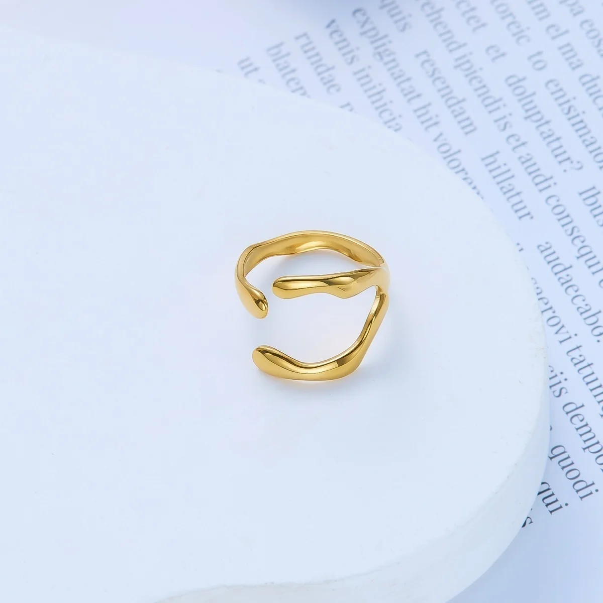 Edelstahl-Spiralring mit Lava-Infiniti-Schleifenmuster, gehämmert, für Damen und Herren, unregelmäßiger, strukturierter, geometrischer Ring, Punk-Schmuck – Detail 26