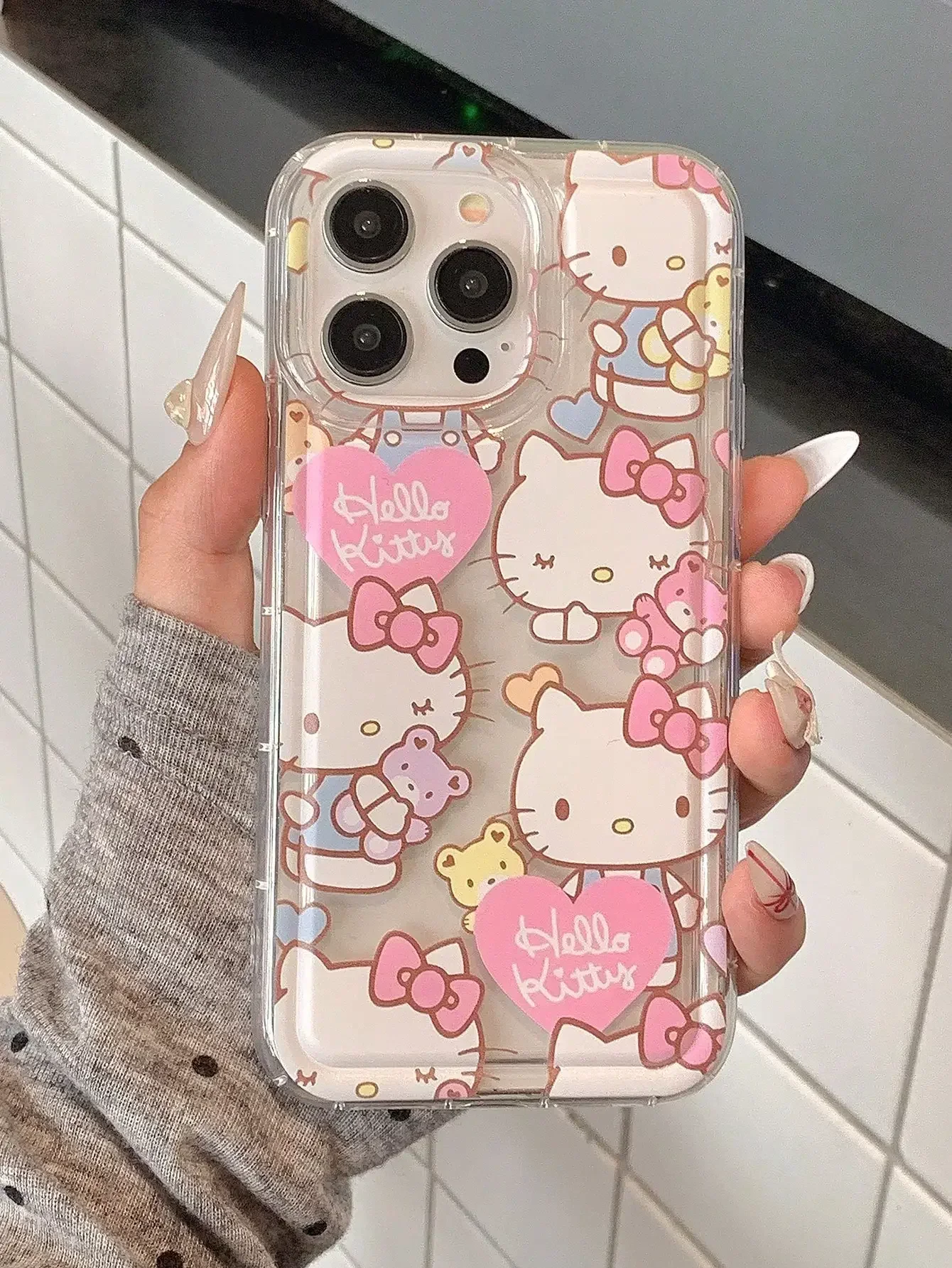 Miniso Cute Bow-Knot Hello Kitty Clear Case for iPhone 16 11 12 13 14 15 Pro Max Xs XR 7 8 Plus Ultra Thin Soft Silicone Cover