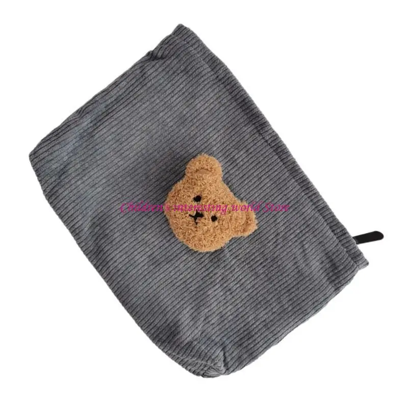 

Diaper Bag Embroidery Bear Tote Bag Large Capacity Bag Handbag Corduroy Travel Stroller Storage Bag for Women 425F