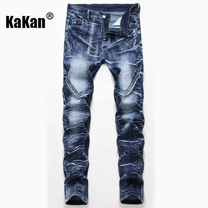 Kakan - European and American Personality Straight Wash White Men's Jeans, Spring New  Jeans Men's K02-910