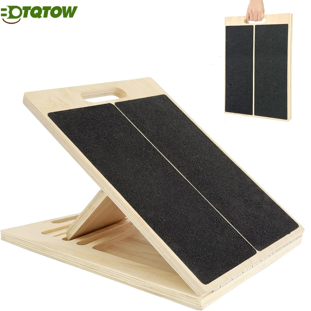 

1PC Portable Adjustable Wooden Slant Board for Calf Stretching,Squats,Pilates,Physical Therapy - Feet Ankle Heel Leg Pain Relief