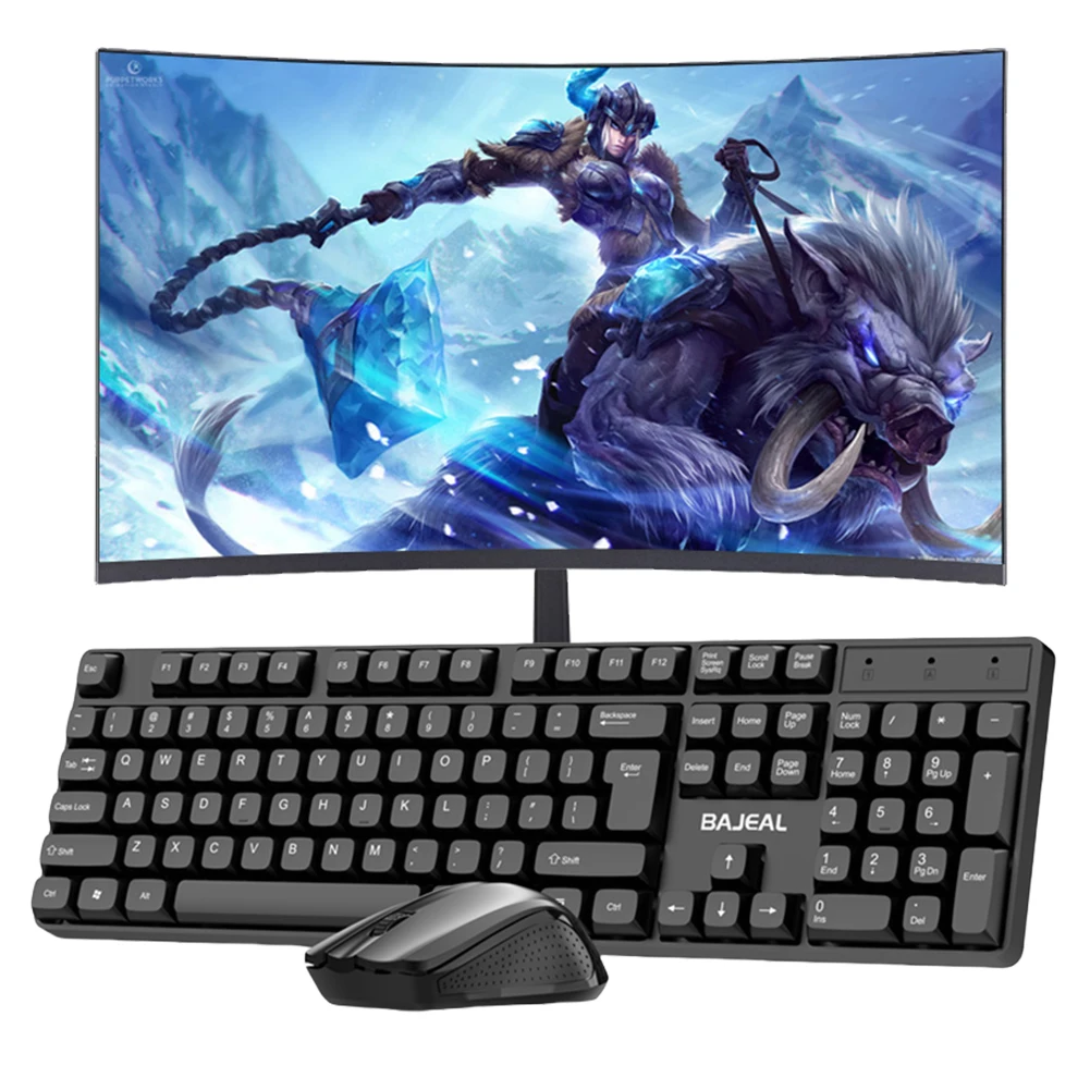 

2.4G Wireless Keyboard and Mouse Combo USB Receiver Silent Full-Size Mouse and Keyboard for Windows Computer PC Notebook Laptop