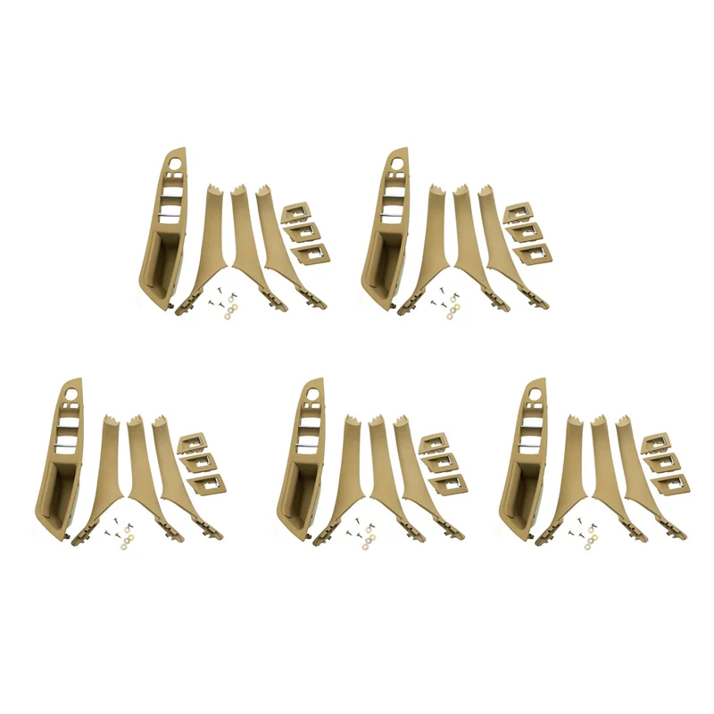 

5X RHD Car Interior Door Handle Inner Door Panel Pull Trim Cover For -Bmw 5 Serie F10 F11 520 525 Beige RHD