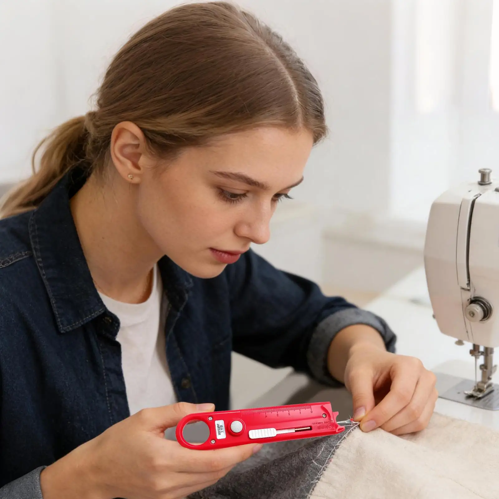 Compact Sewing Helper Anti-Piercing Needle Threader Magnetic Needle Storage Ruler Magnifying Stitchs Ripper Quilting Gift Hook