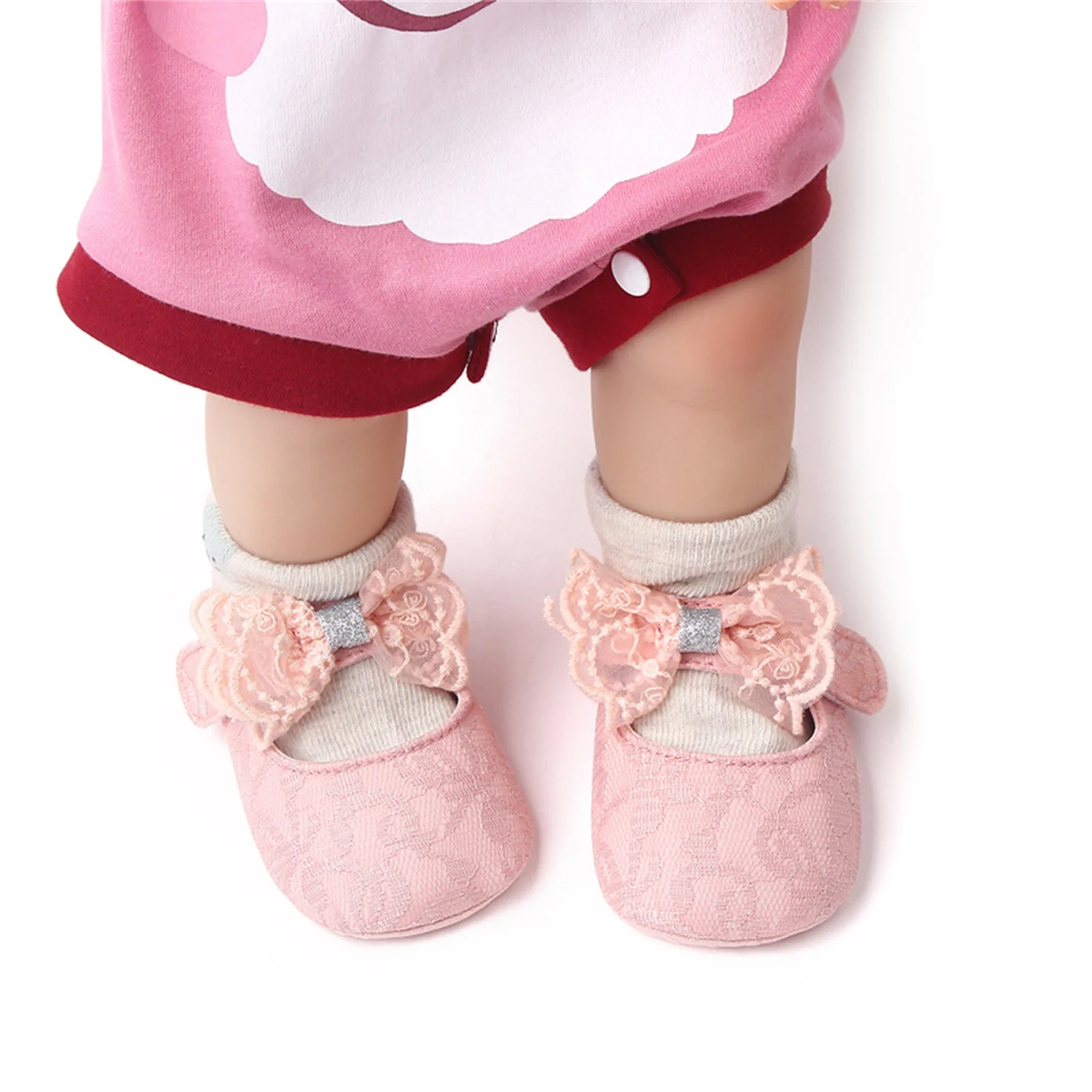 

Infant Baby Girls Shoes Non-Slip Soft Soled Lace Bowknot Flats Toddler First Walker Spring Autumn Princess Shoes 0-18 Months