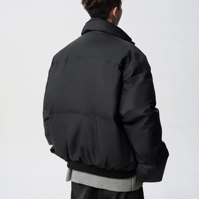 Streetwear Men's Parkas Youth Winter Coats for Women Unisex PU Leather Windproof Padded Jackets Men Winter Clothes Outerwears