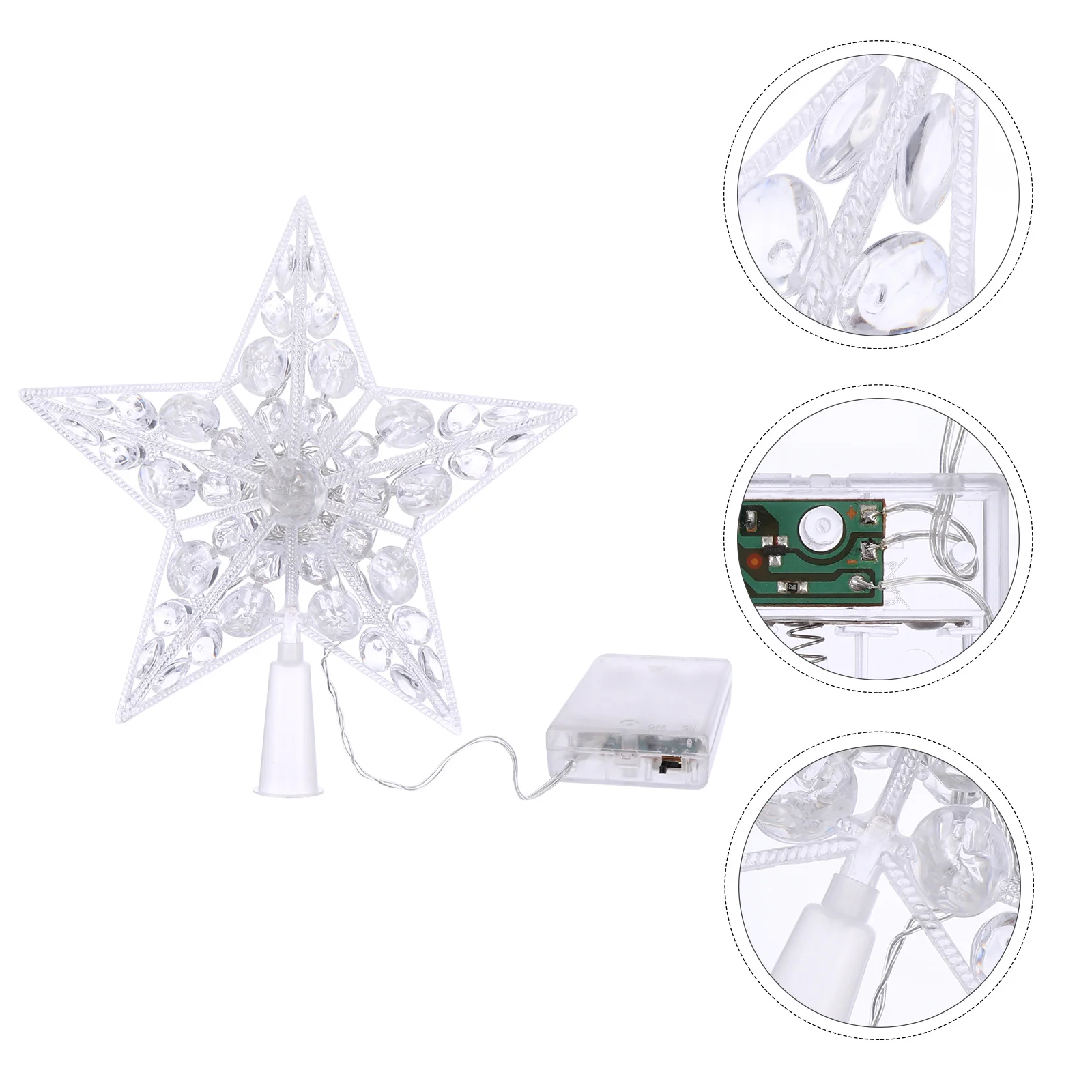 

1Pcs LED Star Treetop Decoration Plastic Christmas Tree Topper Light Xmas Christmas Party Ornament Tree Decorations