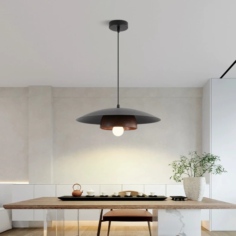 

Restaurant chandelier antique retro walnut pattern front desk bar chandelier simple wabi-sabi wind dining room table light