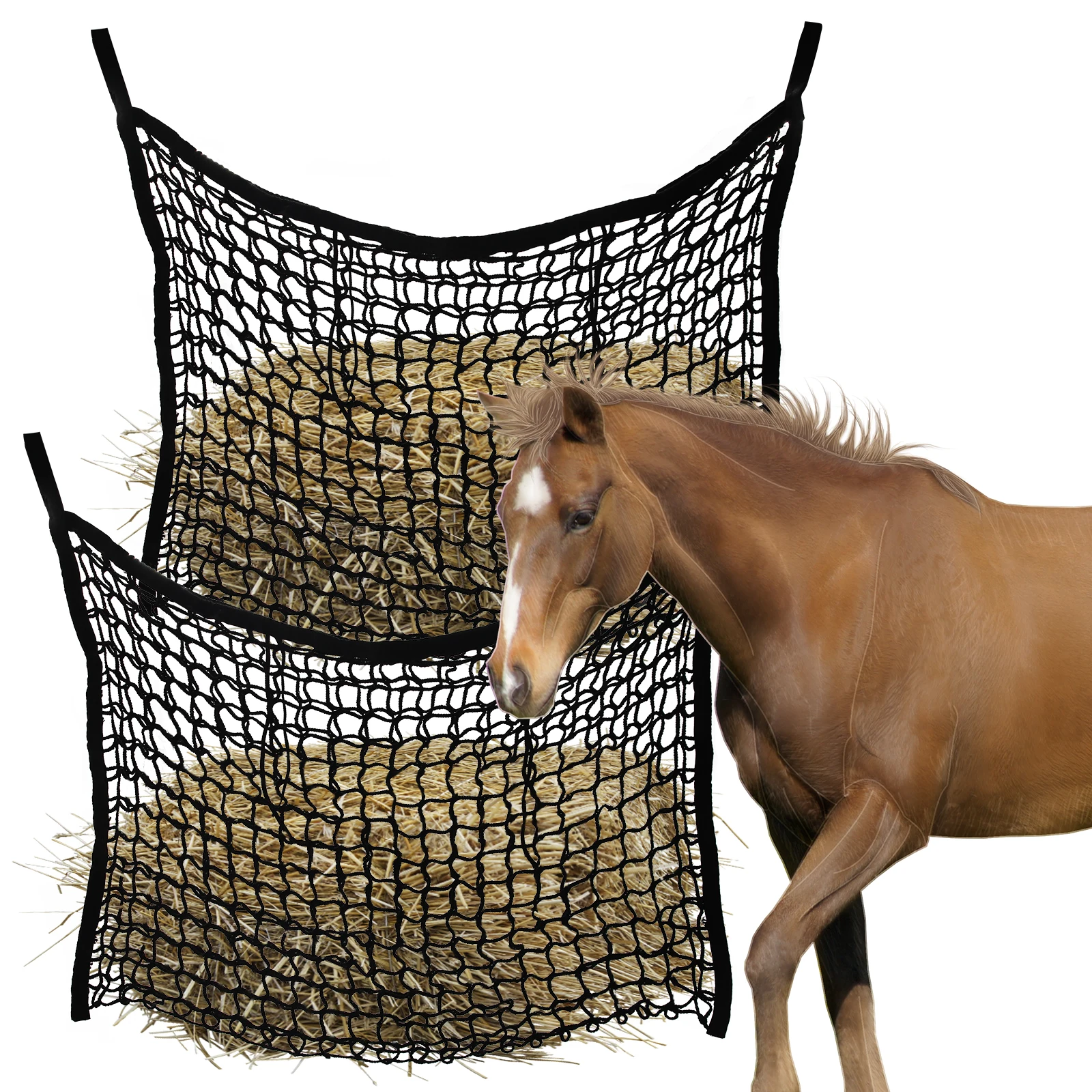 1PC Hay Net for Horses Slow Feed Hay Bag for Goat Sheep Hanging Hay Large Capacity Feeder Bag Stable Stall Paddock Rest Toy
