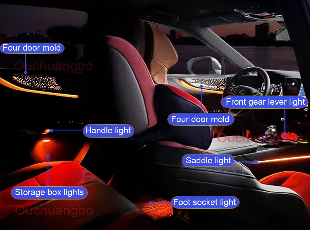 Ouchuangbo LED Ambient Light For NX 260 350h 400h 2022-2025 Car Interior Backlight Kit Dynamic Ambiente Beleuchtung Luminous