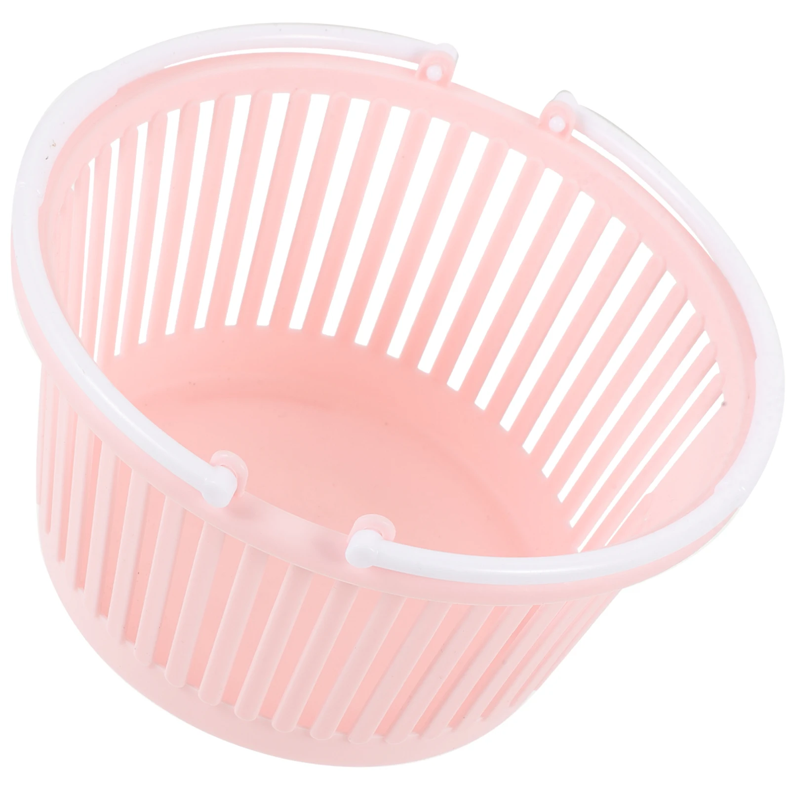 

3 pcs Mini Storage Basket ganizer Desktop Stationery Sundries Container Handle White Round Plastic Baskets