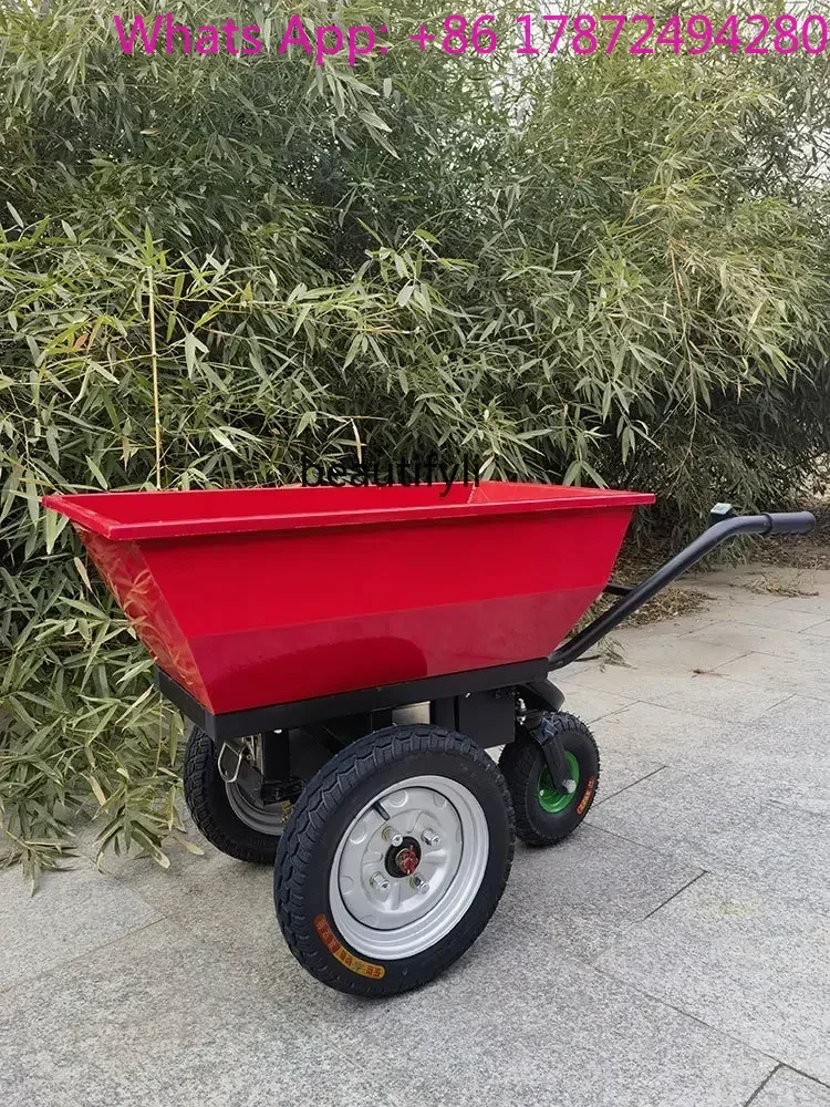 lt Electric Trolley Lorry Double-Wheel Agricultural Electric Hand Push Trolley Small Orchard Elevator Material Truck