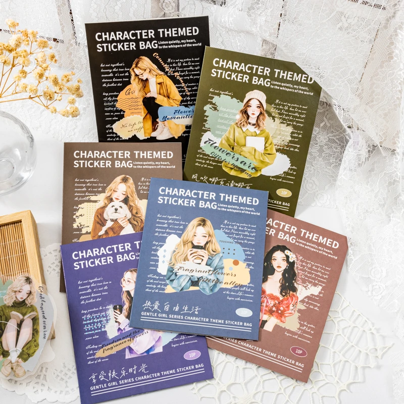 

10 листов/пакет, наклейки для домашних животных, фигурка нежной девушки, креативная ручная работа, карта Goo, коллаж, поздравительная открытка, декоративная наклейка