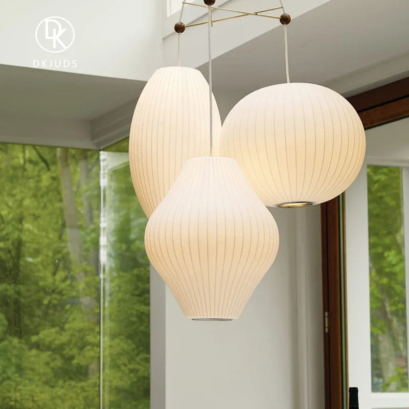 Dining Room Miller Silk Chandelier Lights Japanese Simple UFO Pendant Lamp for Living Room Bedroom Ceiling Hanging Light Fixture