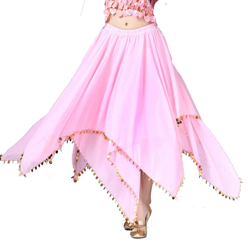 High Quality Belly Dance Skirt India Belly Dance Skirts Chiffon Sequin Edge